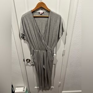 Gibson Look Gray Surplice Wrap Jogger Jumpsuit